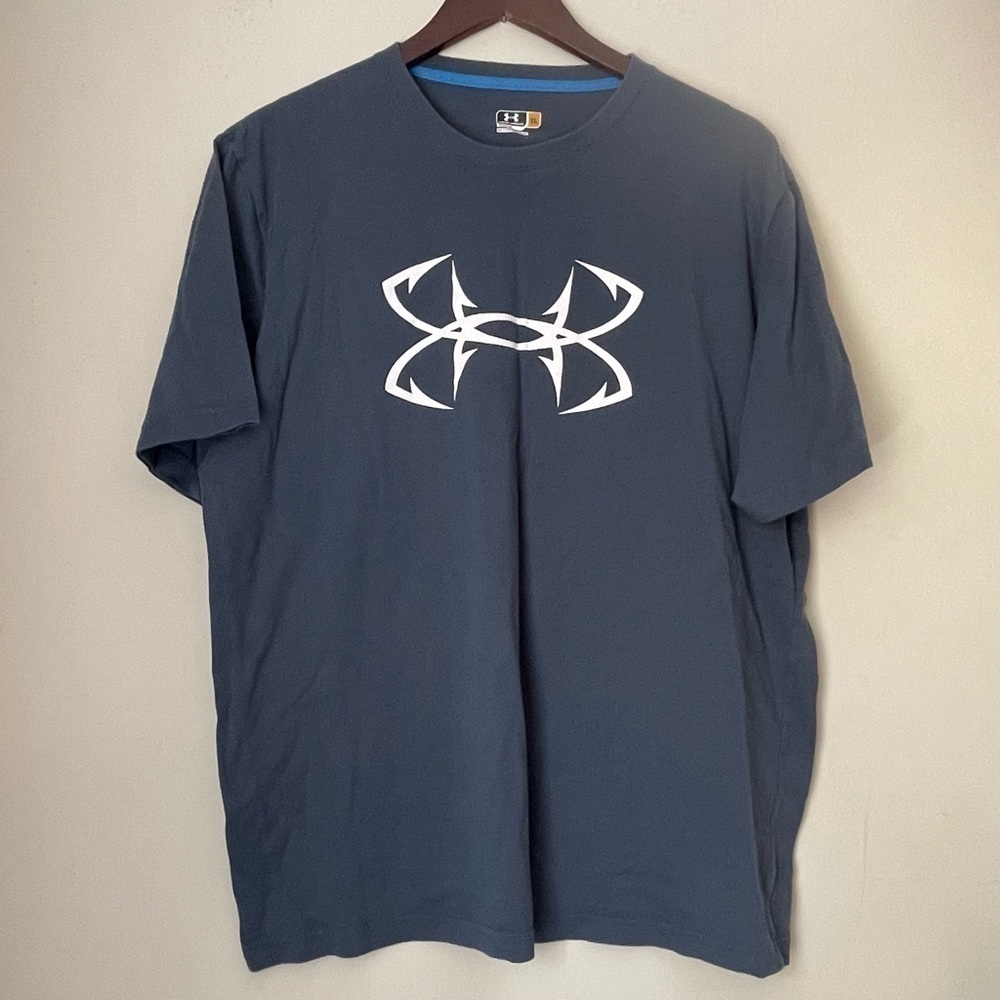 Under Armor | Blue Gray T-shirt with White Under Armor Logo | XL